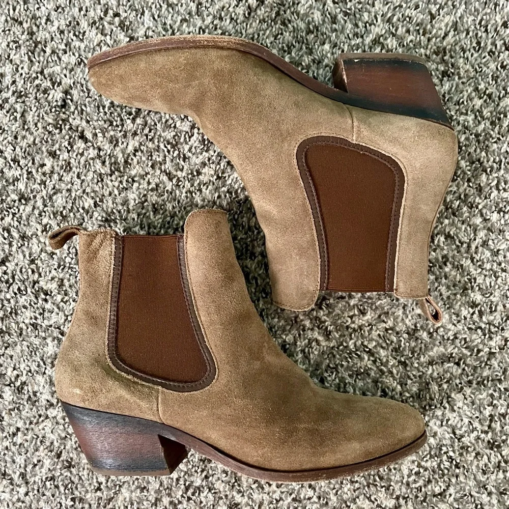Thursday Boot Company Duchess Caramel Brown Suede Ankle Boots Booties Size 9